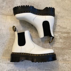 Dr. Martens White Chelsea Combat Boots with Black Elastic